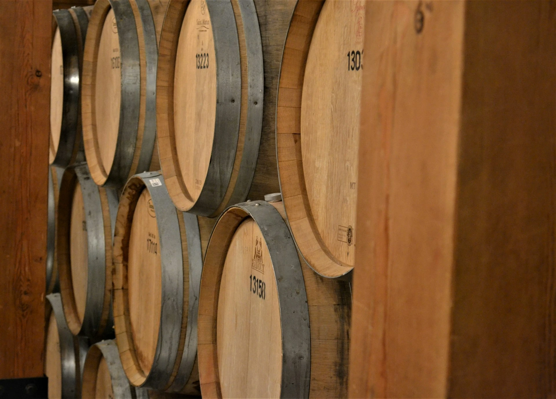 brown wooden barrels